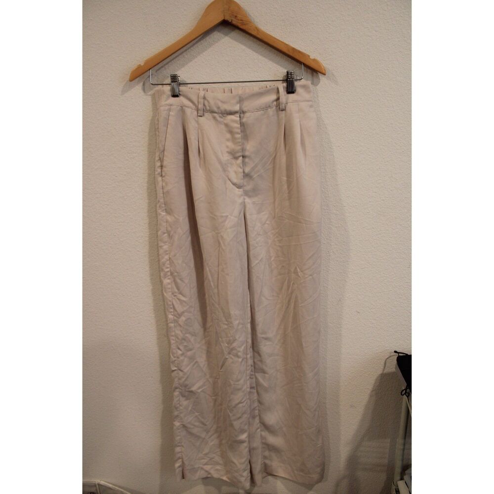 Z Supply cream high rise wide leg trousers zipper fly size medium